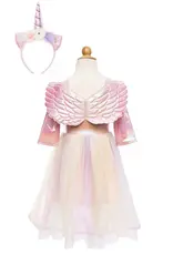 Creative Education Alicorn Dress with Wings &  Headband, White, Size 3-4