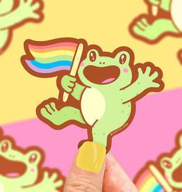 Turtle Soup Vinyl Sticker: Pride Flag Frog