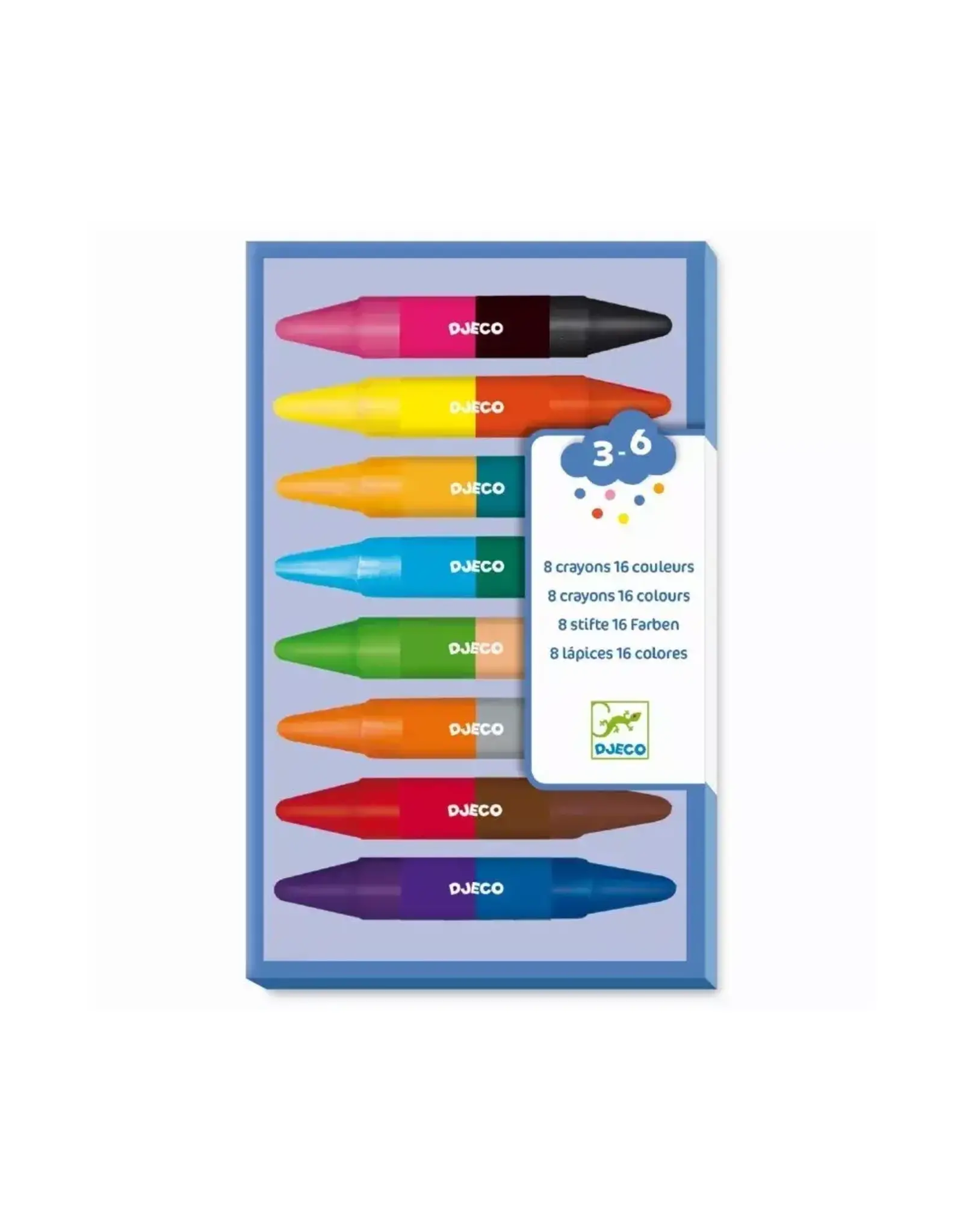 Djeco 8 Twin Double-Ended Crayons for  Little Hands
