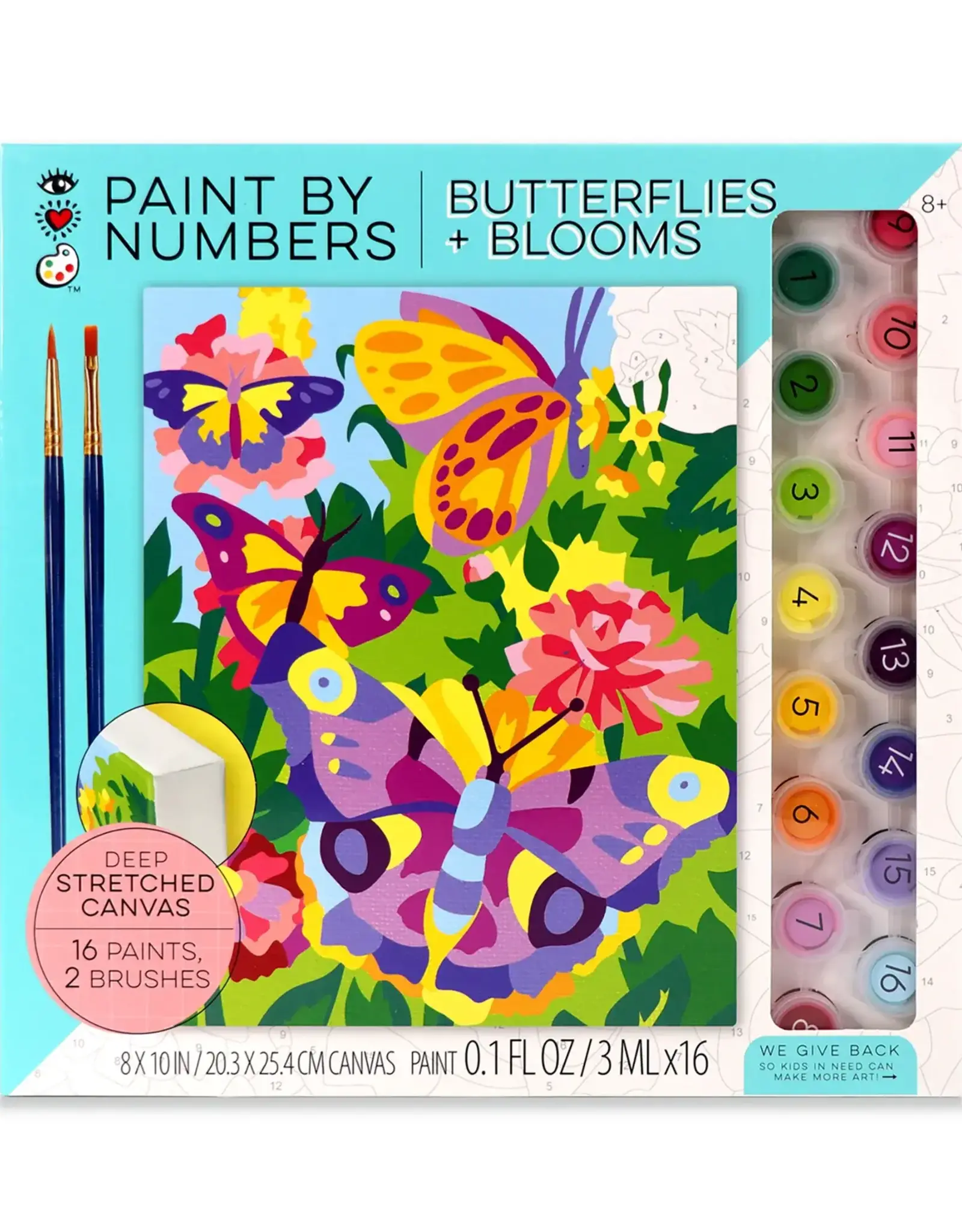 Bright Stripes Paint By Numbers: Butterflies +  Blooms
