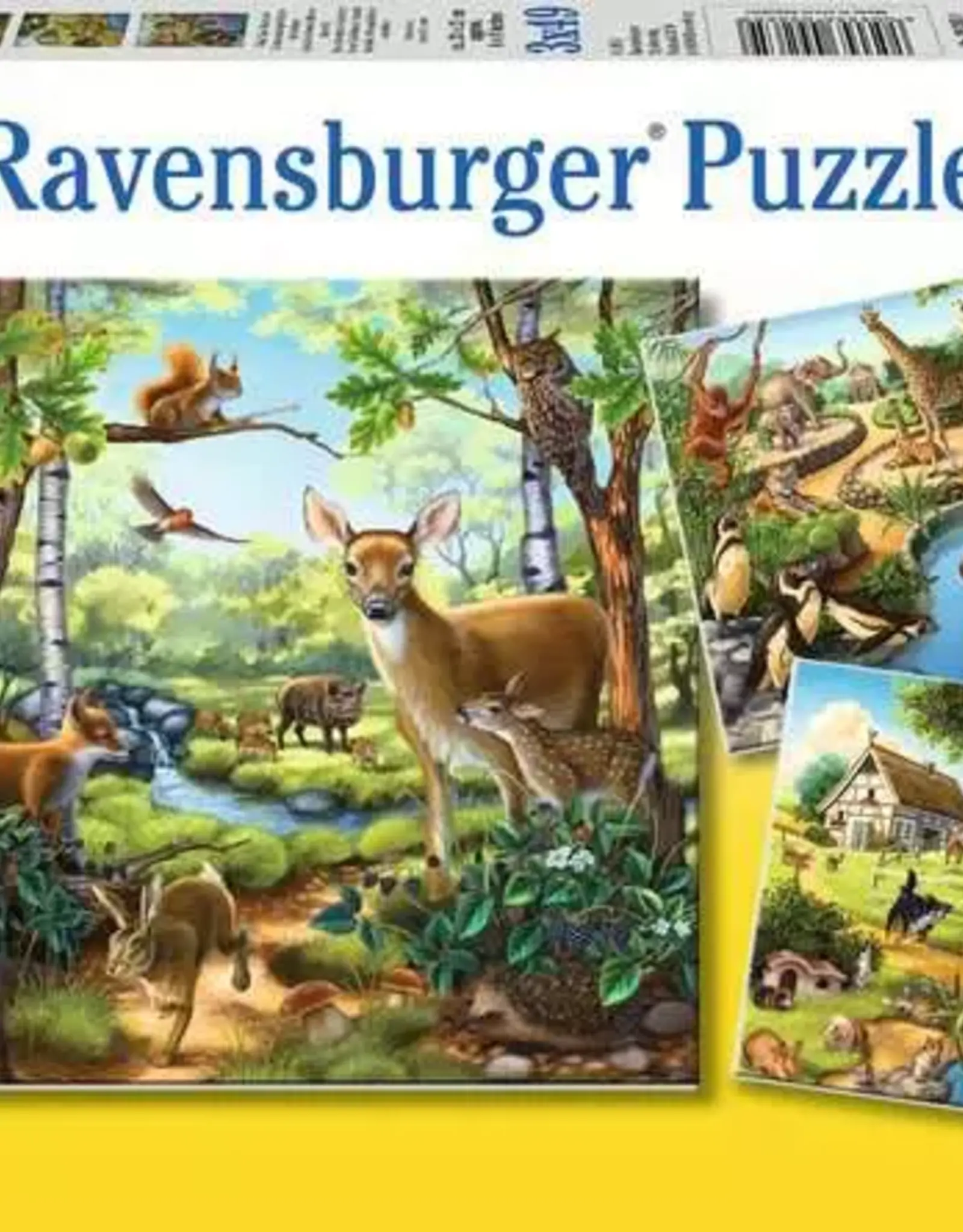 Ravensburger 49pc Puzzle: Forest/Zoo/Domestic Anim. x3