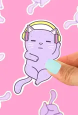 Turtle Soup Vinyl Sticker: Kitty Cat With Headphones