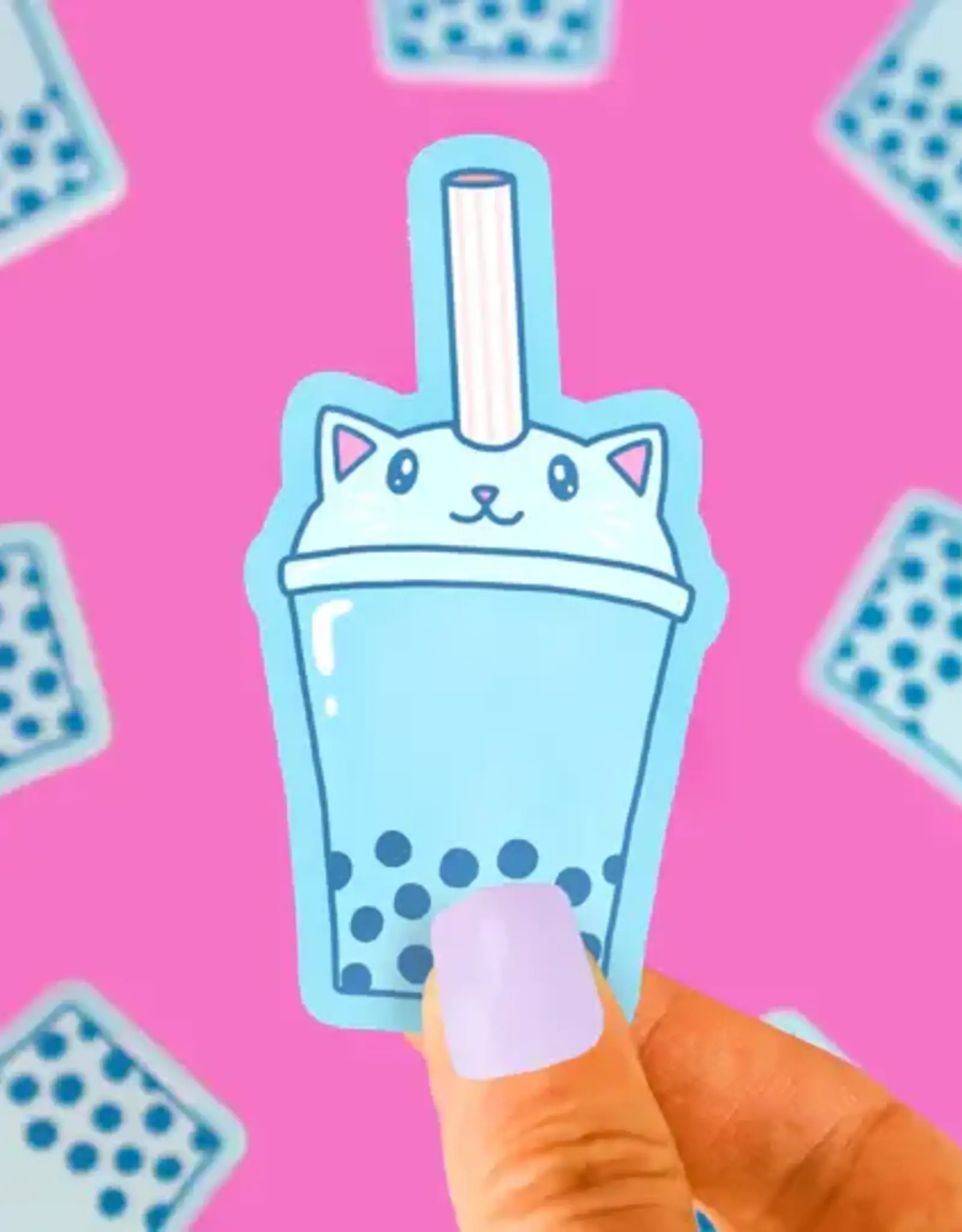 Turtle Soup Vinyl Sticker: Boba Bubble Tea Kitty Cat