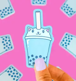 Turtle Soup Vinyl Sticker: Boba Bubble Tea Kitty Cat