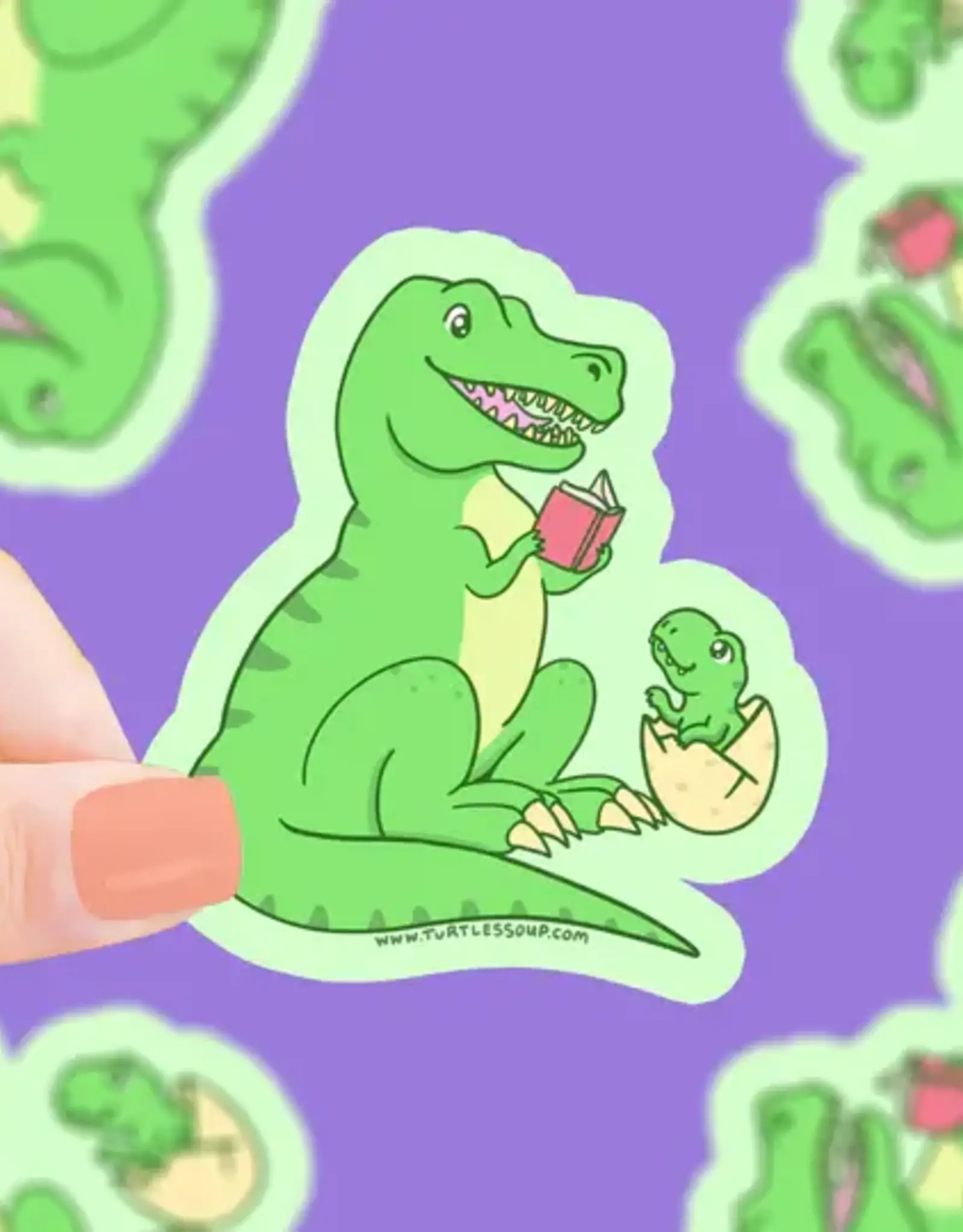 Turtle Soup Vinyl Sticker: Reading T-Rex Dinosaur