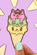 Turtle Soup Vinyl Sticker: Ice Cream Cone Cat