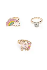 Creative Education Boutique Unicorn Rainbow Rings, 3  pieces