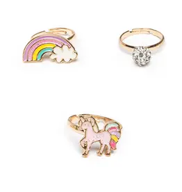 Creative Education Boutique Unicorn Rainbow Rings, 3  pieces