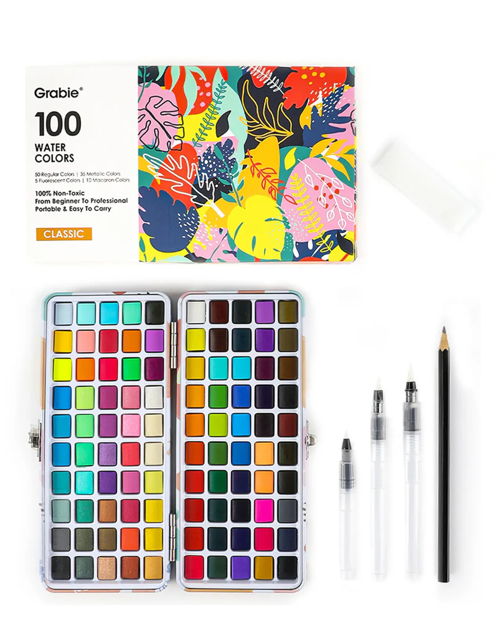 Grabie Watercolor Set Of 100 With  Brushes