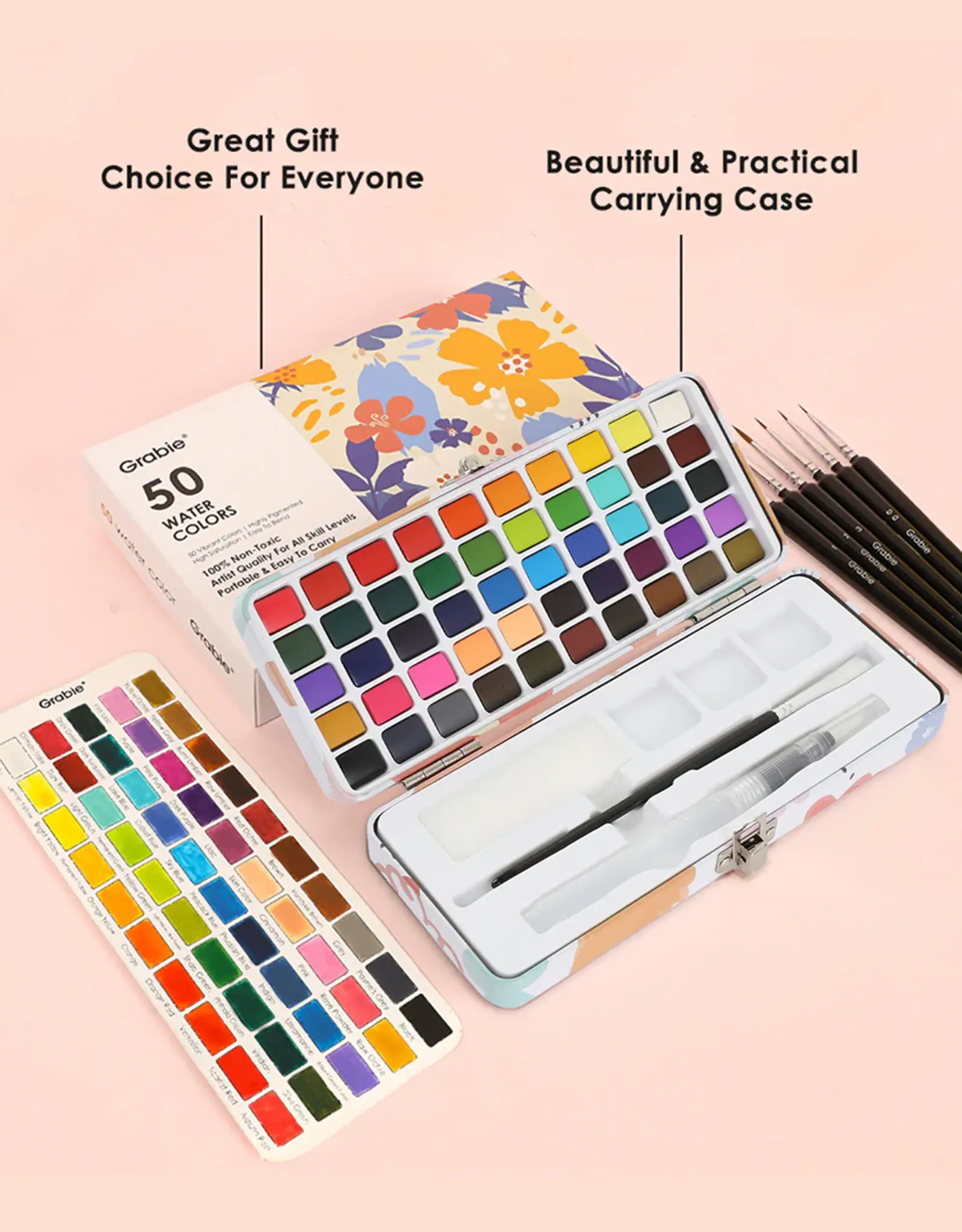 Grabie Watercolor Set Of 50 With  Brushes