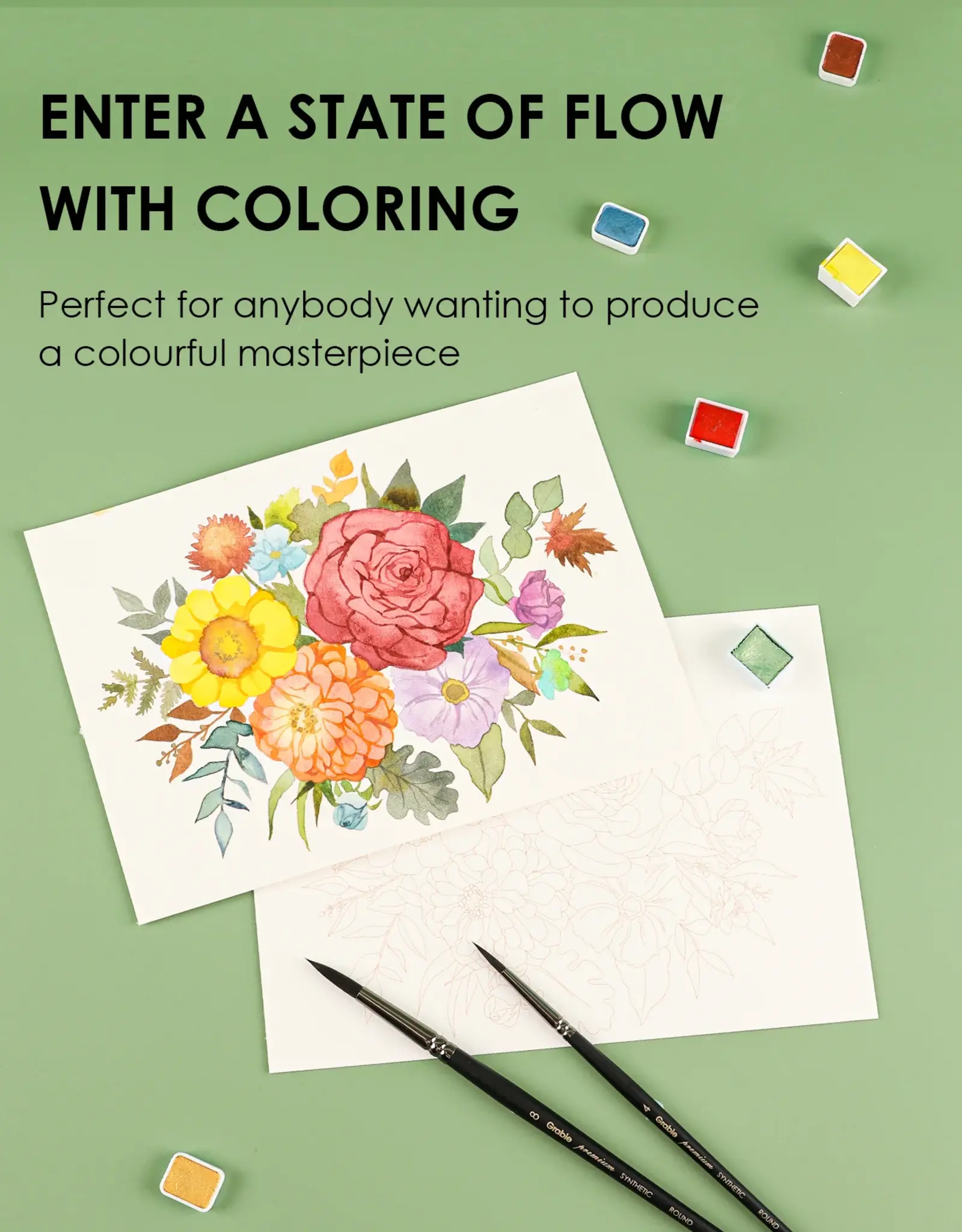 Grabie 15 Sheets 140LB Autumn- Themed Watercolor Coloring