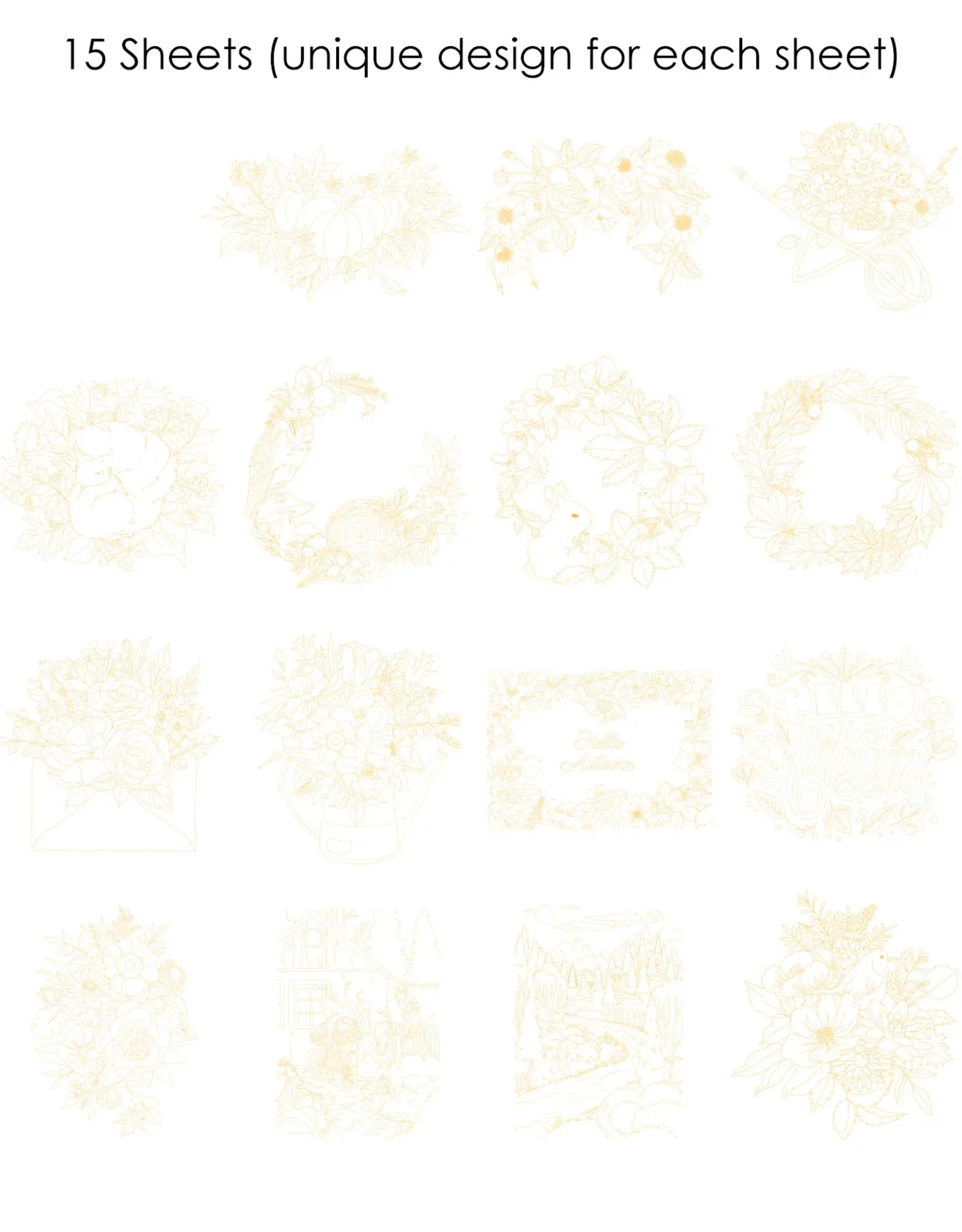 Grabie 15 Sheets 140LB Autumn- Themed Watercolor Coloring