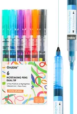 Grabie Dual-Tip Notetaking Pen Set Of 6  - Vivid Splash