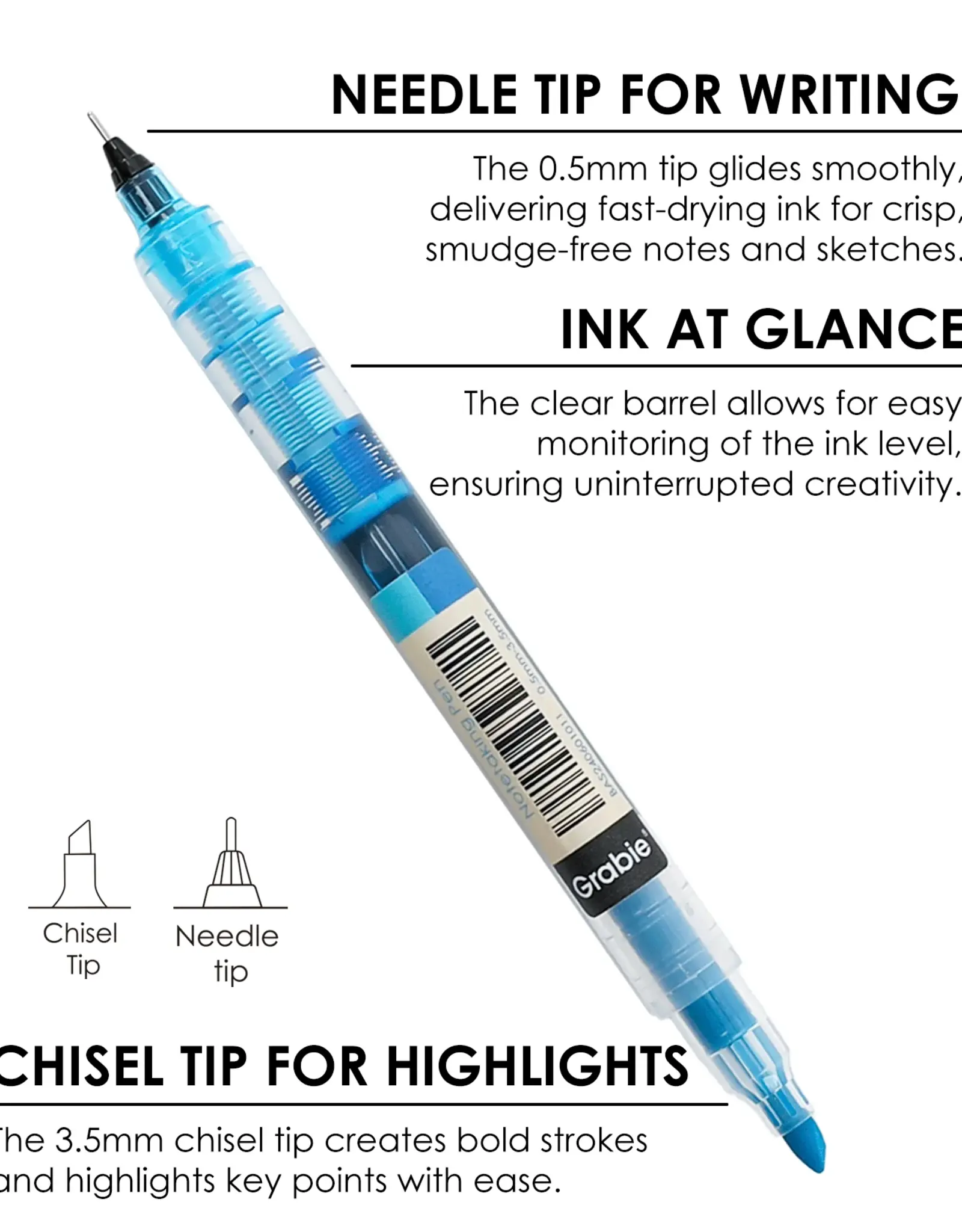Grabie Dual-Tip Notetaking Pen Set Of 6  - Vivid Splash