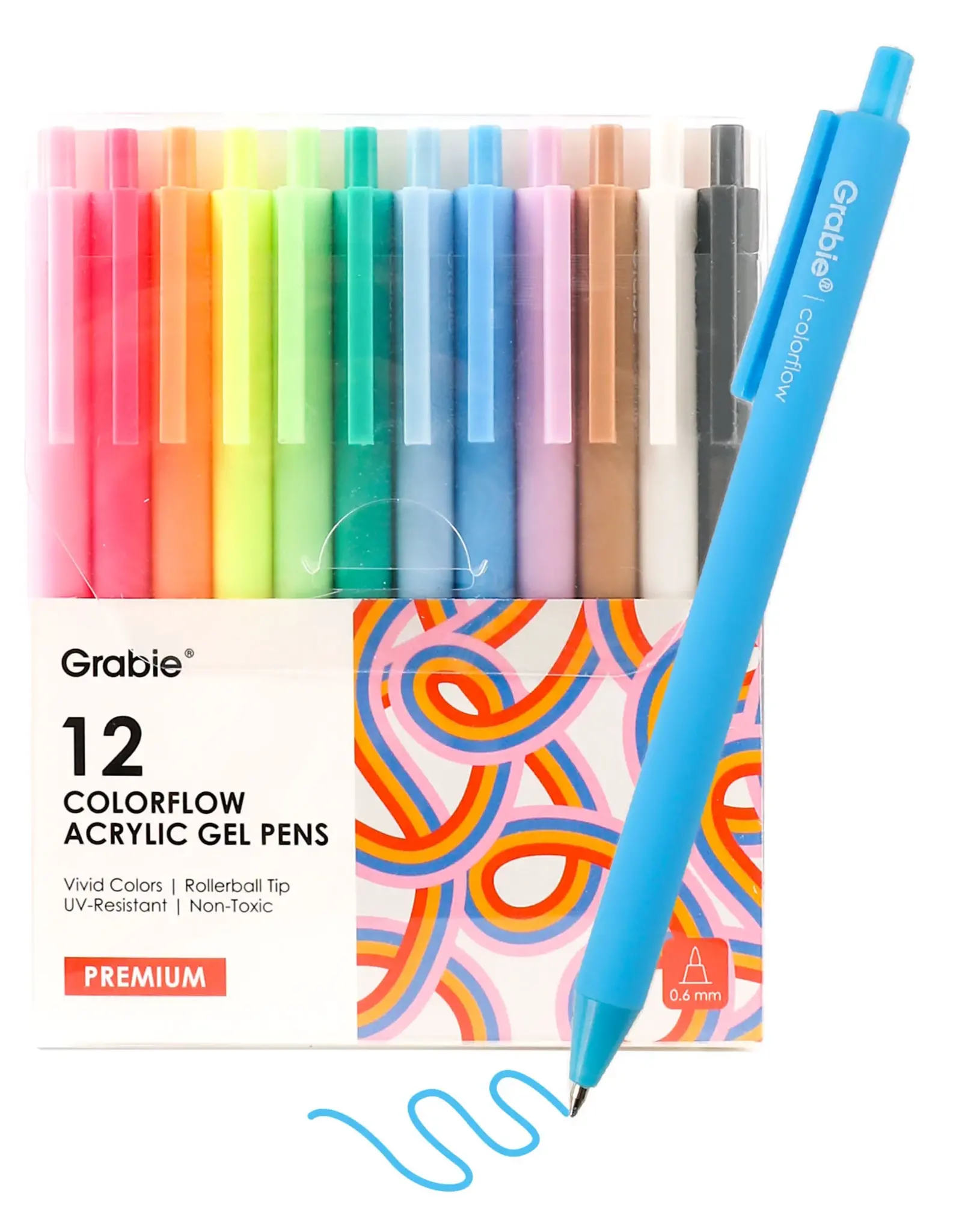Grabie Retractable Colorflow Acrylic Gel  Pen Set Of 12