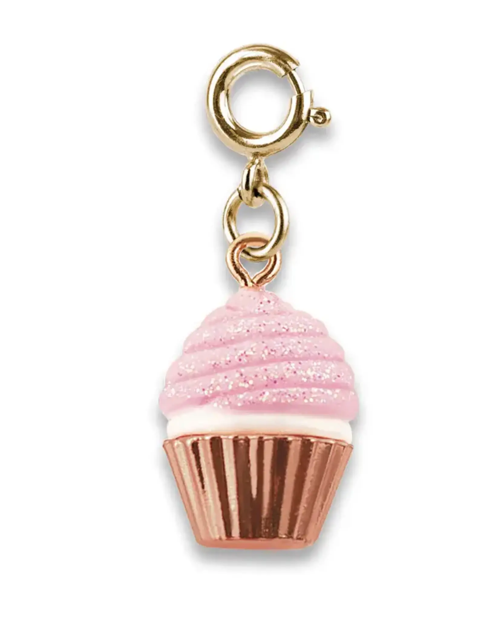 High IntenCity Charm It: Gold Pink Glitter Cupcake Charm