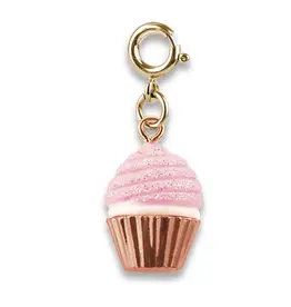 High IntenCity Charm It: Gold Pink Glitter Cupcake Charm