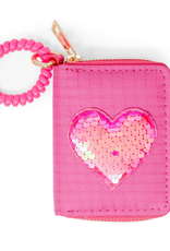 Zomi Gems Sequin Heart Spiral Strap Wallet For Kids: Hot Pink