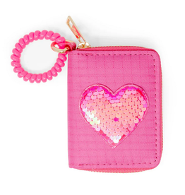 Zomi Gems Sequin Heart Spiral Strap Wallet For Kids: Hot Pink