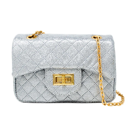 Zomi Gems Classic Quilted Sparkle Mini Bag - Silver