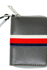 Zomi Gems Striped Leather Wallet: Grey