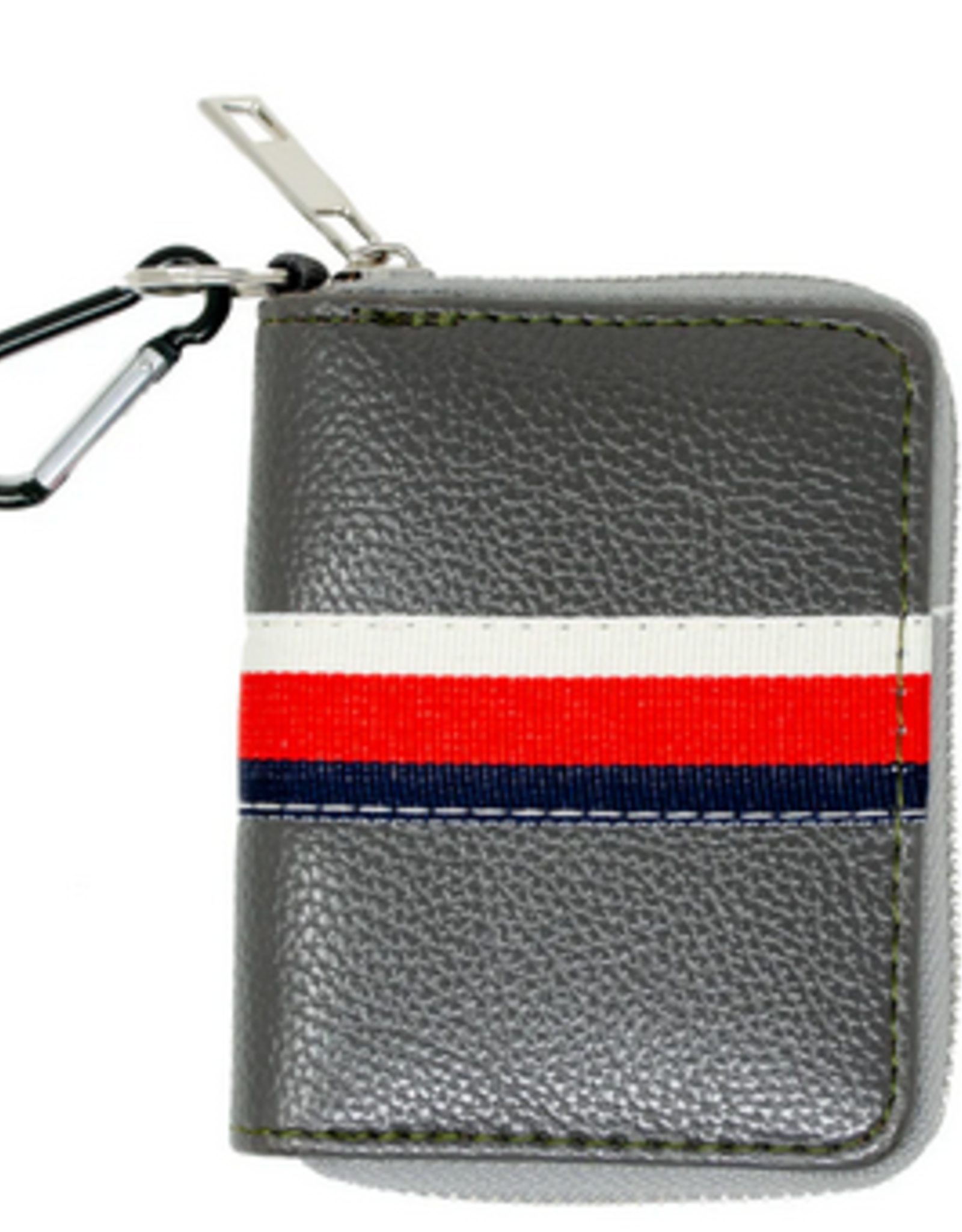 Zomi Gems Striped Leather Wallet: Grey