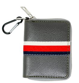 Zomi Gems Striped Leather Wallet: Grey