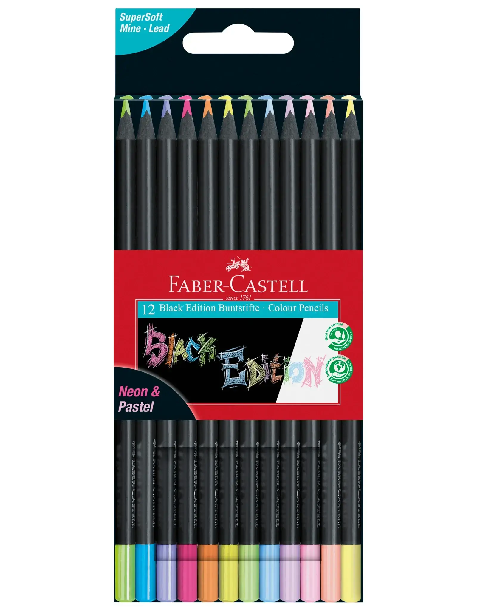 Faber-Castell Black Edition Color Pencils Neon +  Pastel