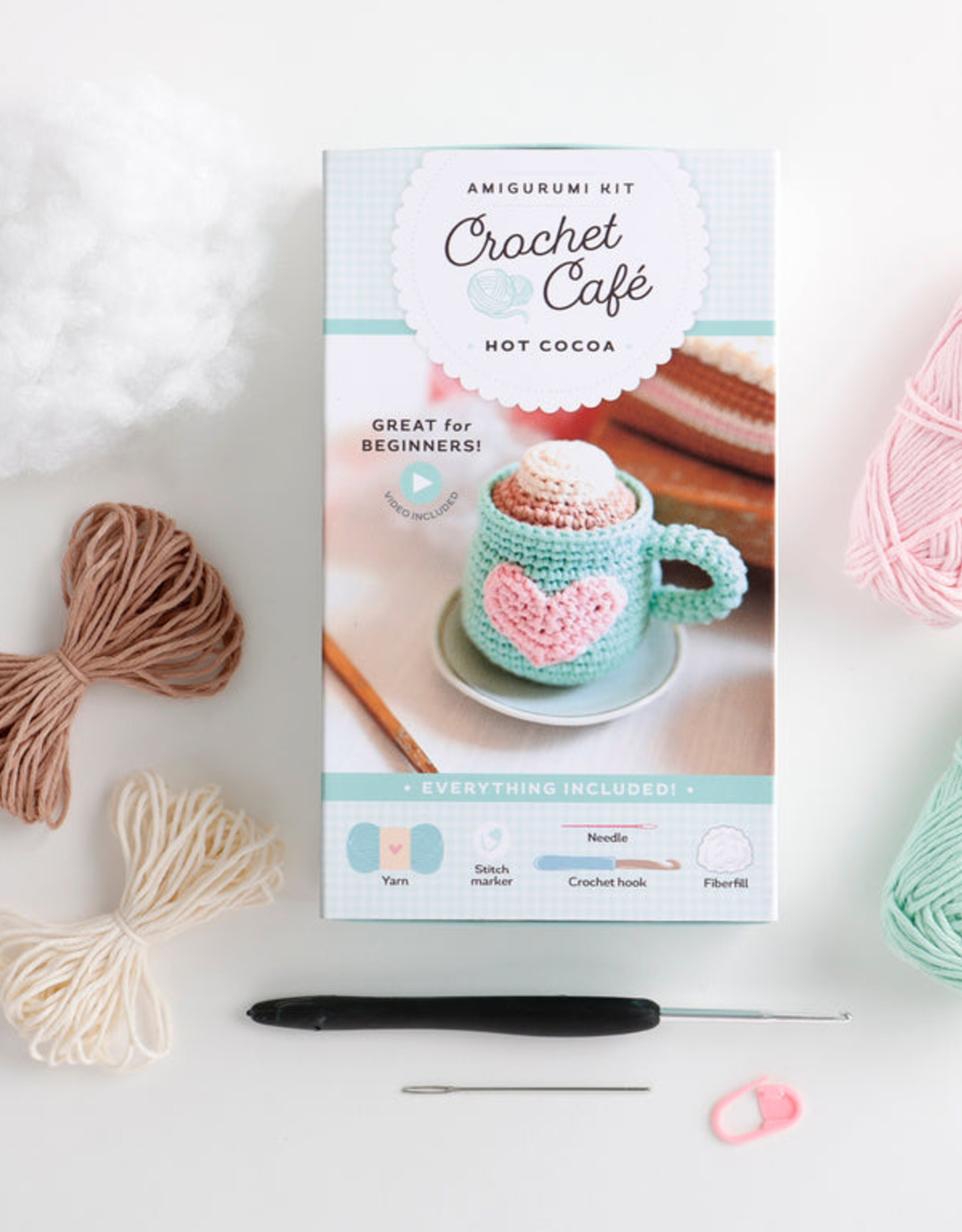 Schiffer Publishing Crochet Cafe Amigurumi Kit Hot Cocoa