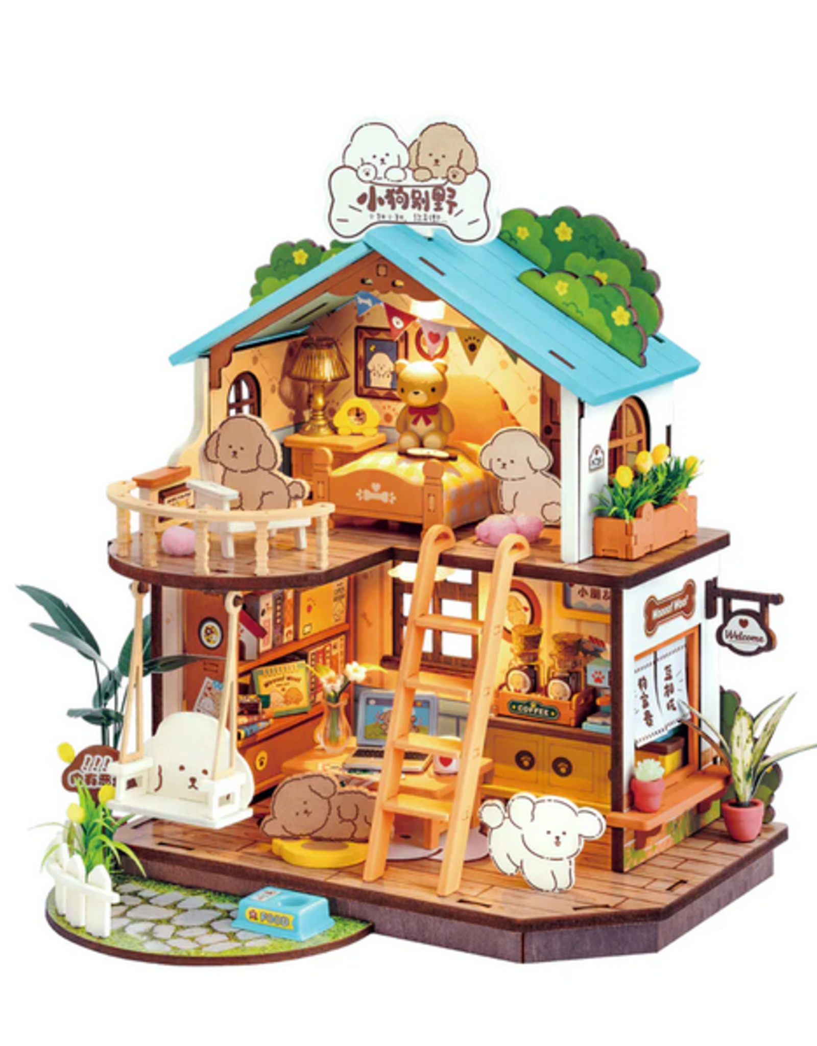 Hands Craft DIY Miniature House Kit: Puppy's Cozy Villa