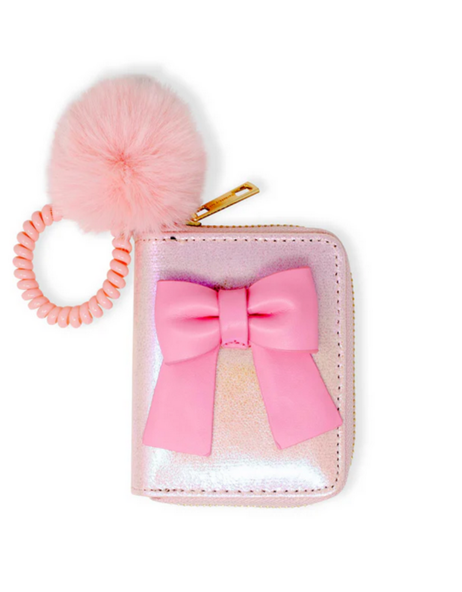 Zomi Gems Shiny Jumbo Bow Spiral Strap Wallet: Pink