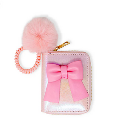 Zomi Gems Shiny Jumbo Bow Spiral Strap Wallet: Pink