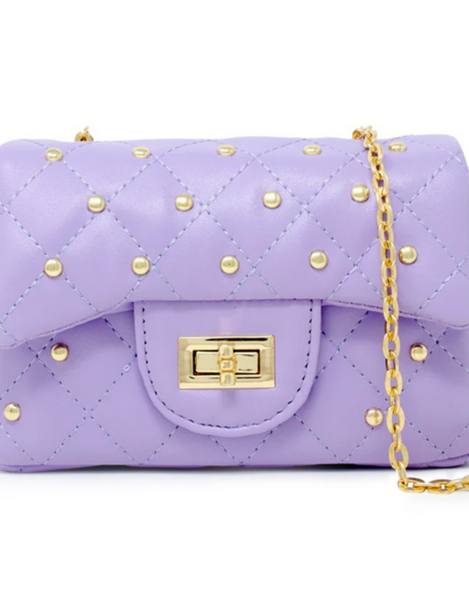 Zomi Gems Classic Quilted Stud Mini Bag: Purple
