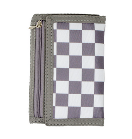 Zomi Gems Checkered Wallet: Grey