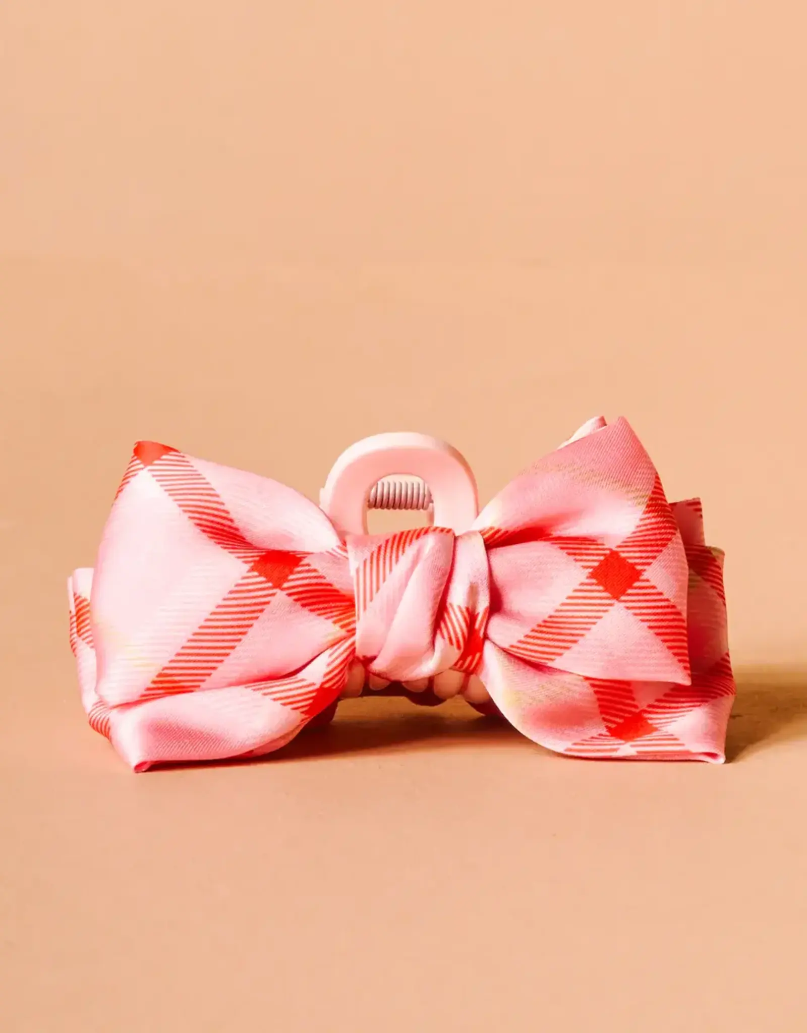 The Darling Effect Mini Satin Bow Claw Clip-Festive Plaid