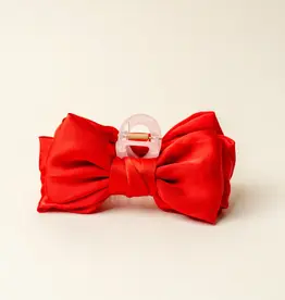 The Darling Effect Mini Satin Bow Claw Clip-Red
