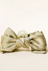 The Darling Effect Satin Bow Claw Clip- Green