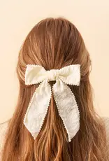 The Darling Effect Pearl Hair Bow- Cream