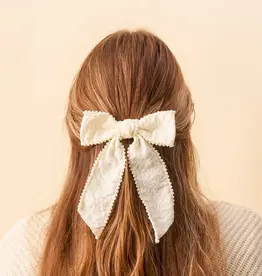 The Darling Effect Pearl Hair Bow- Cream