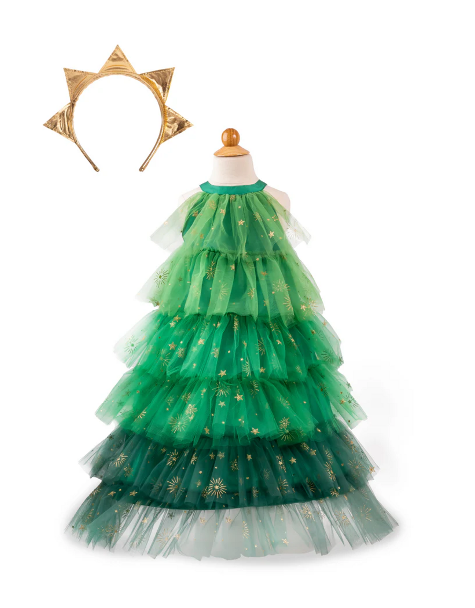 Creative Education Christmas Tree Dress with Headpiece,  Size 3-4