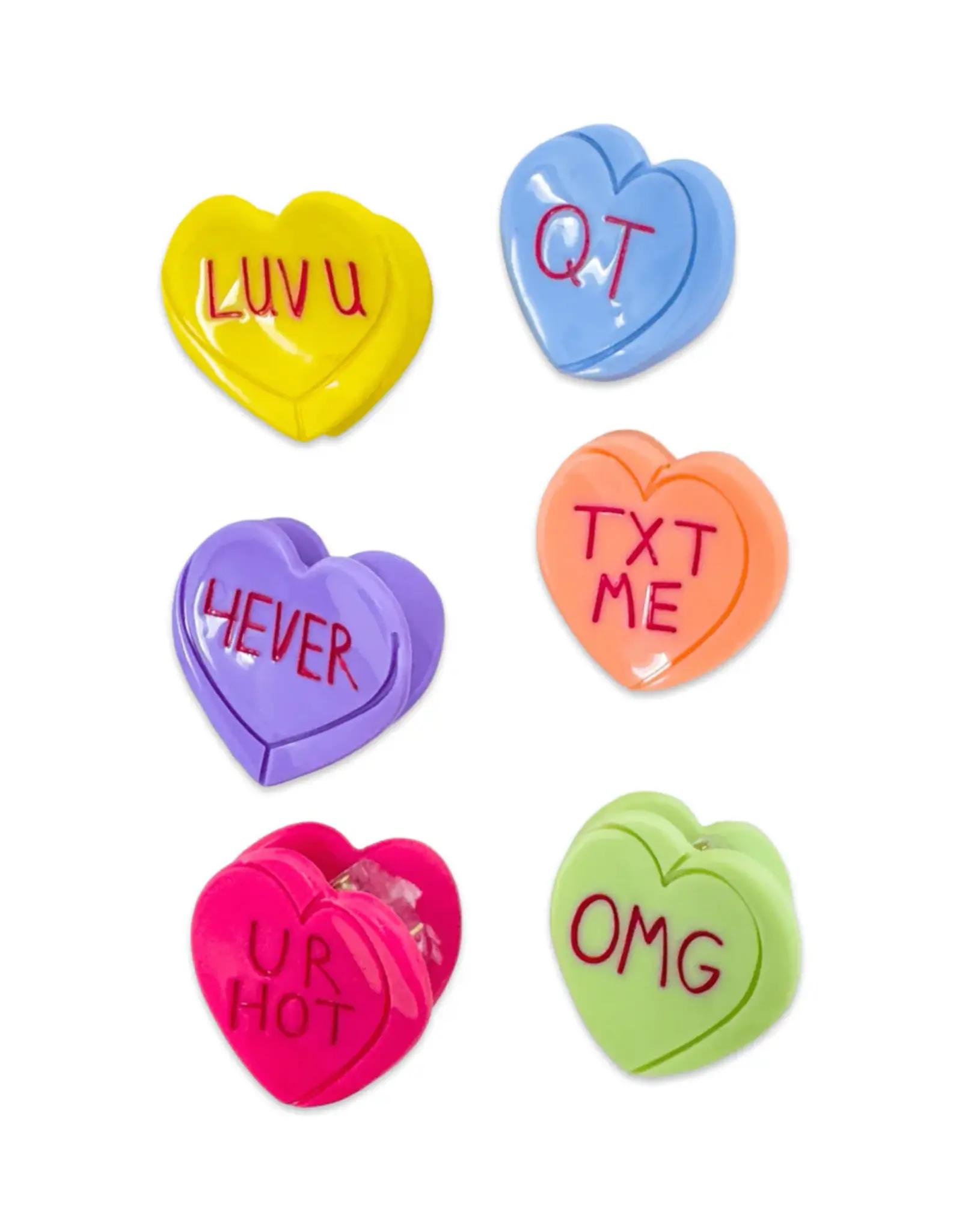 Jenny Lemons Micro Candy Hearts Hair Claw Clip, Asst