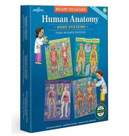 eeBoo Ready to Learn - Human Anatomy 4-Puzzle 48 Piece Set