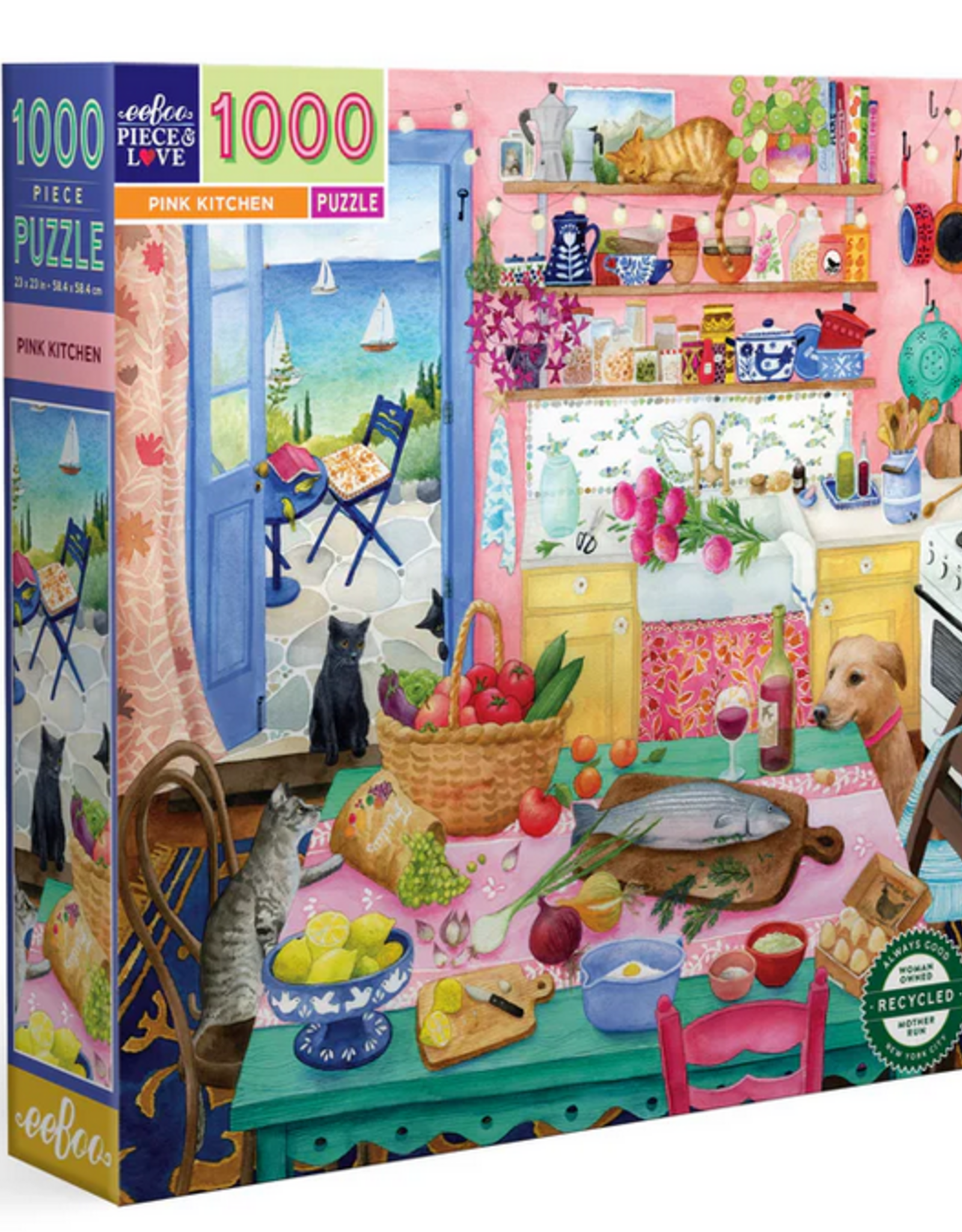 eeBoo 1000pc Puzzle: Pink Kitchen