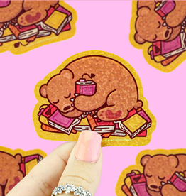 Turtle Soup Glitter Sticker: Sleepy Book Bear