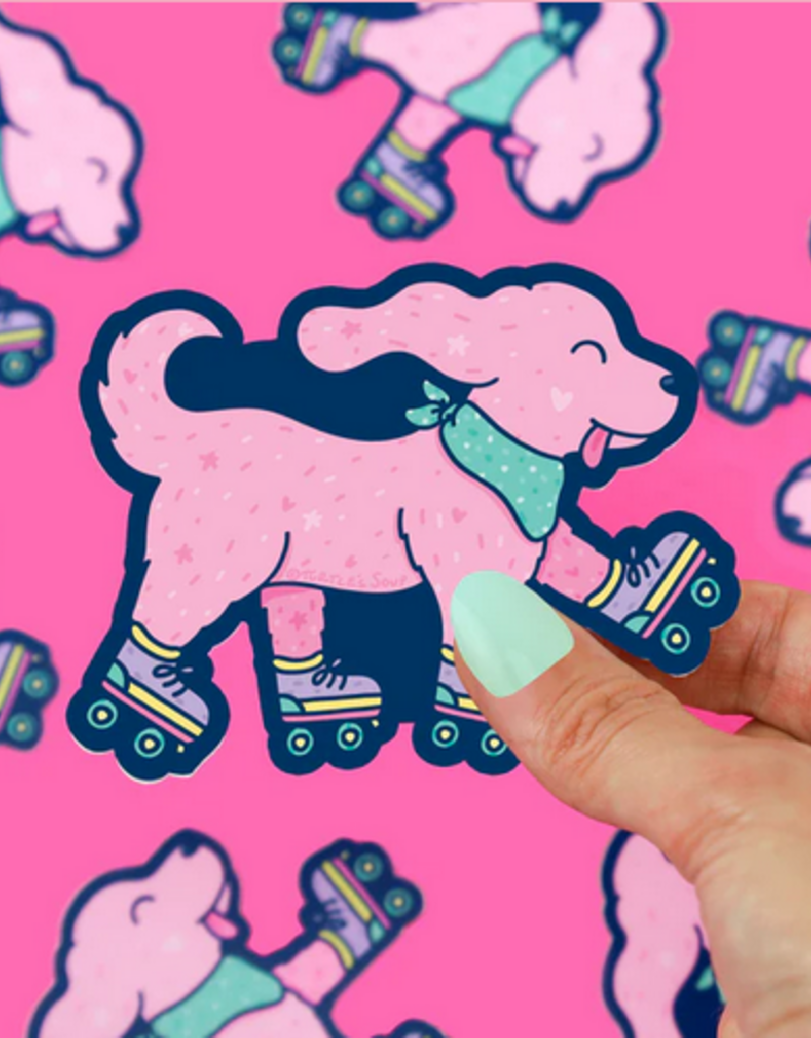 Turtle Soup Sticker: Roller Skating Puppy Dog