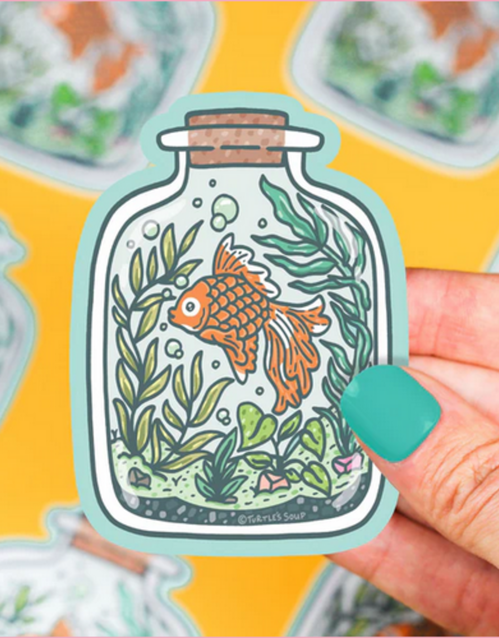 Turtle Soup Sticker: Goldfish Bottle