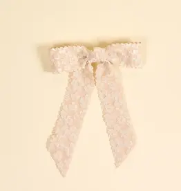 The Darling Effect Flower Scallop Hair Bow-Champagne
