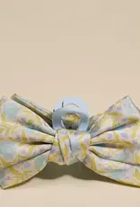 The Darling Effect Satin Bow Claw Clip-Poppin' Petals Aqua
