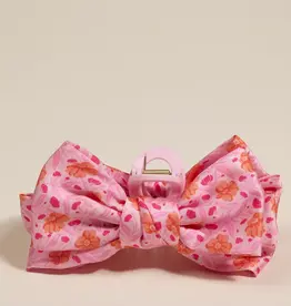 The Darling Effect Satin Bow Claw Clip-Poppin' Petals Hot Pink