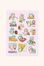 Moonbow Creative Glossy Sticker Sheet: Cleaning Cats & Dogs